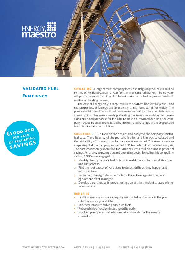 Case study cement industry: increased fuel efficiency