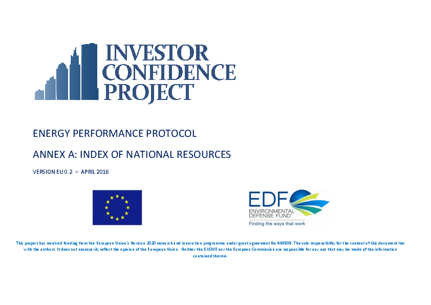 Annex A: Index of national resources