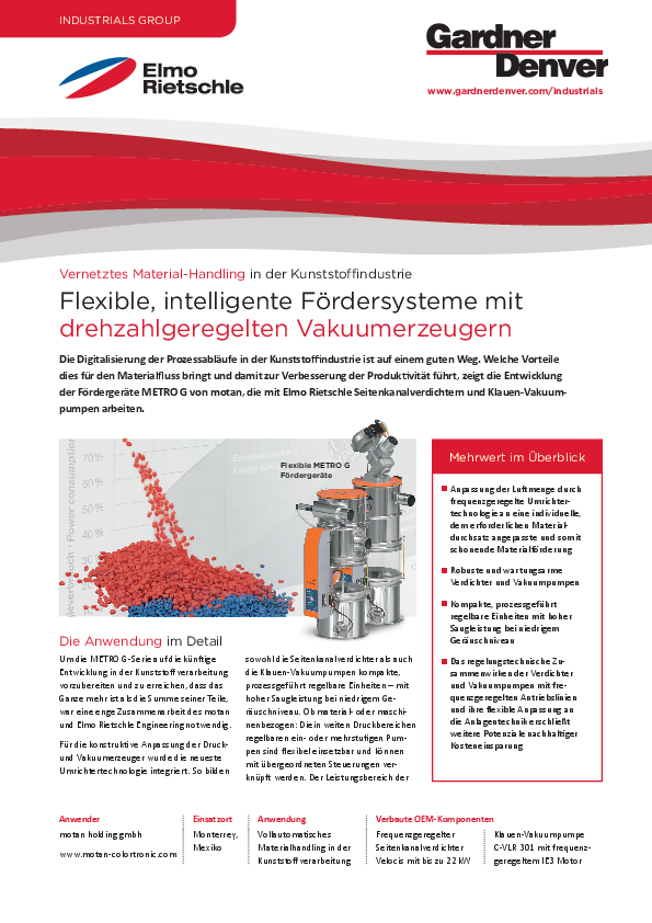 Kunststoff: Motan - Flexible, intelligente Fördersysteme mit drehzahlgeregelten Vakuumerzeugern
