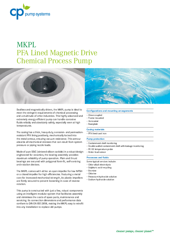 Magnetic Drive Pumps for chemical processes