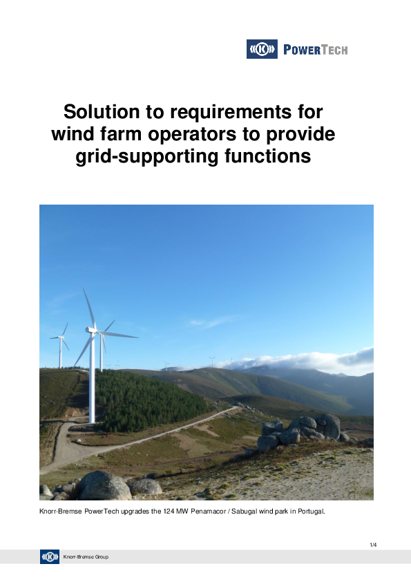 Renewables: wind farms and grid support functions