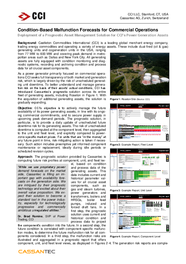 Prognostic Asset Management Solution in the power industry