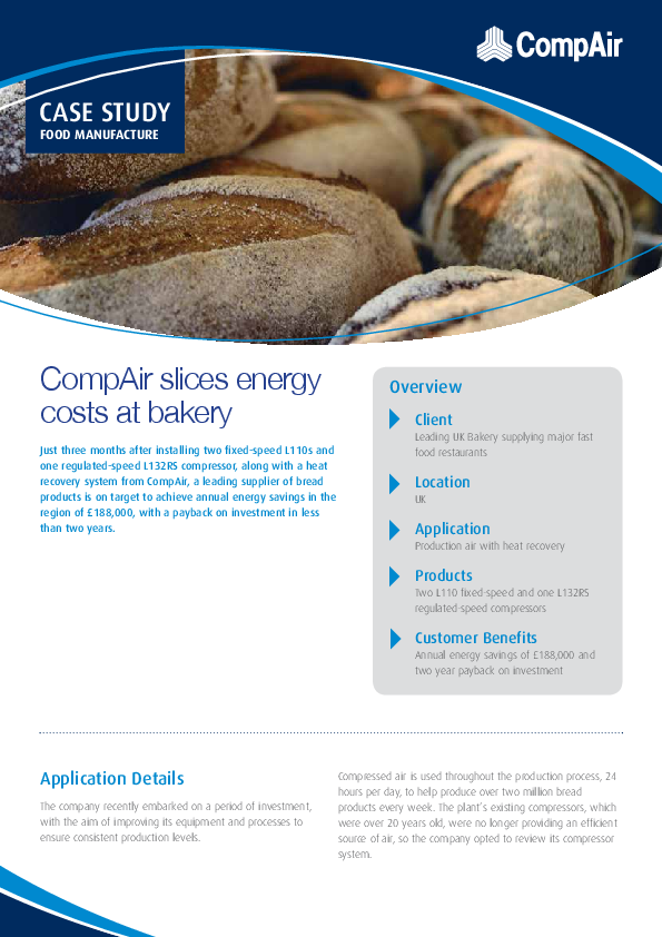Bakery UK - production air with heat recovery