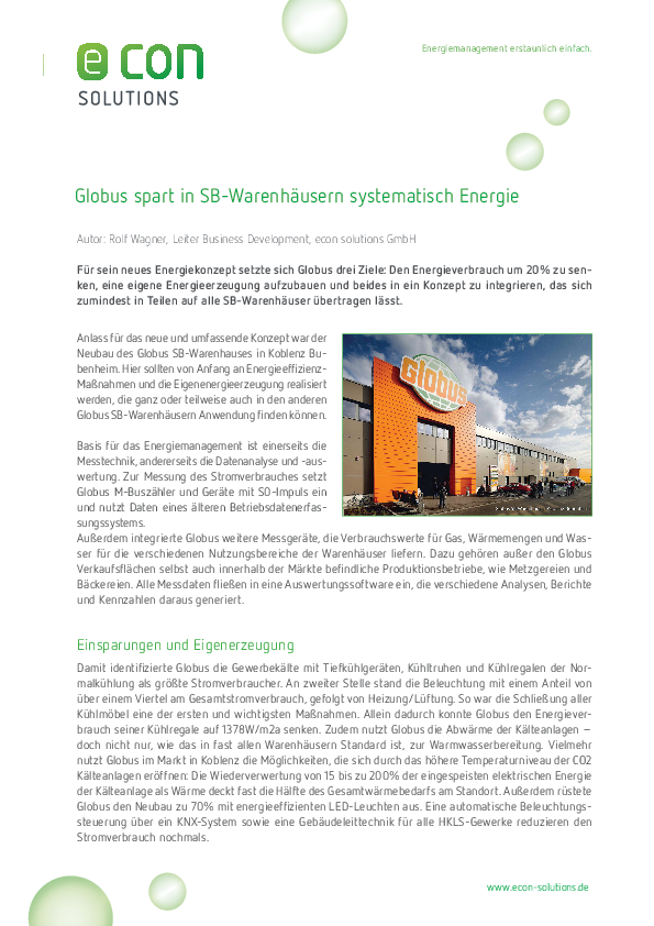 Globus SB-Warenhaeuser: Anwenderbericht Energiemanagement