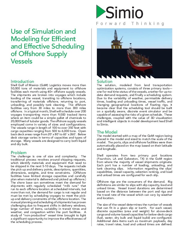 Simulation and Modelling to increase effectiveness of vessel scheduling - Shell GoM