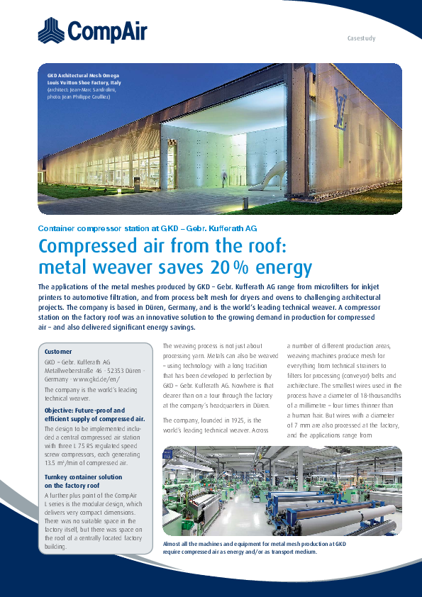 GKD - Gebr Kufferath AG - compressed air from the roof
