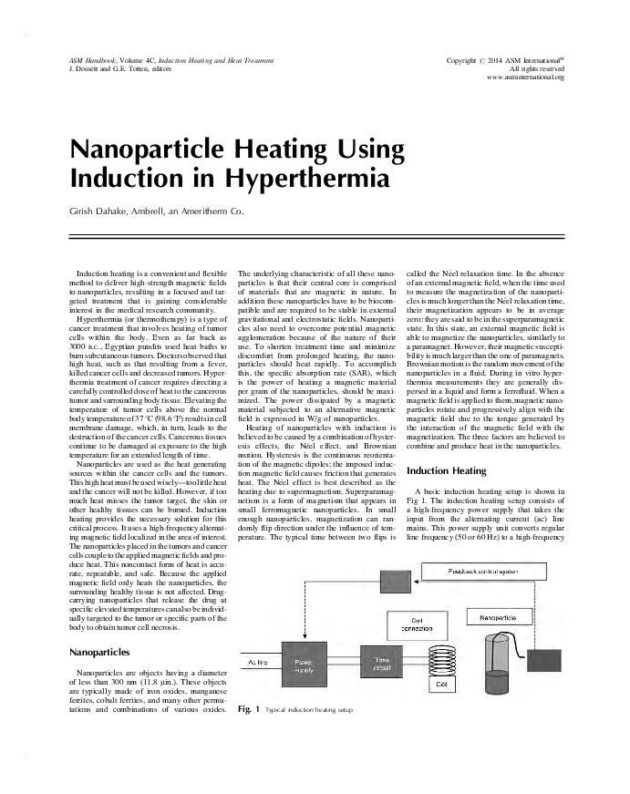 Induction Heating of Nanoparticles