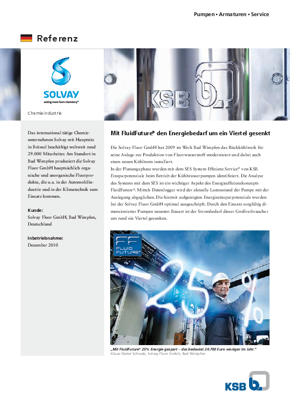 Solvay - Optimierung von Kuehlwasserpumpen