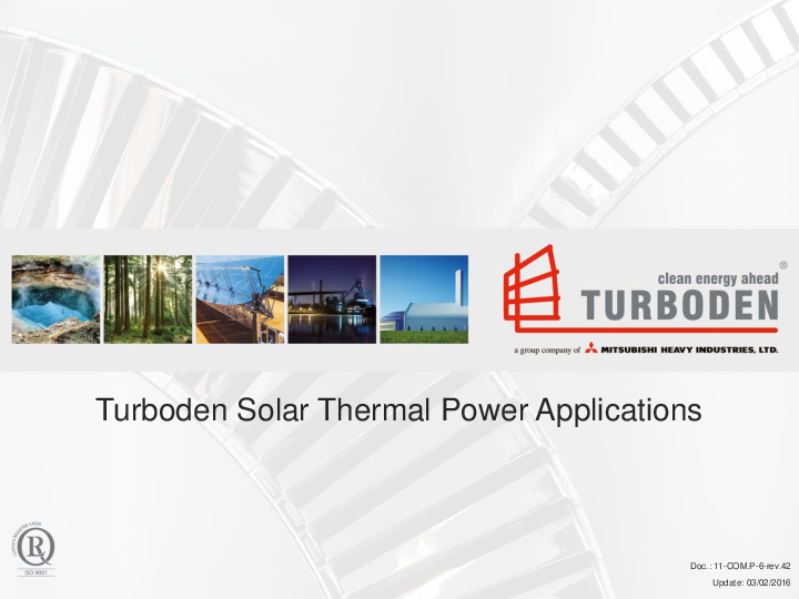 ORC Technology in Solar Thermal Power Plant