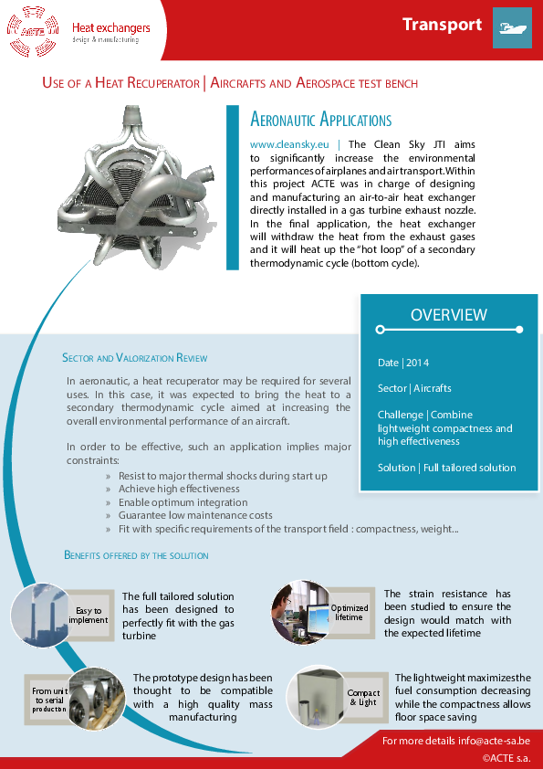 Heat Recuperator in Air Transport