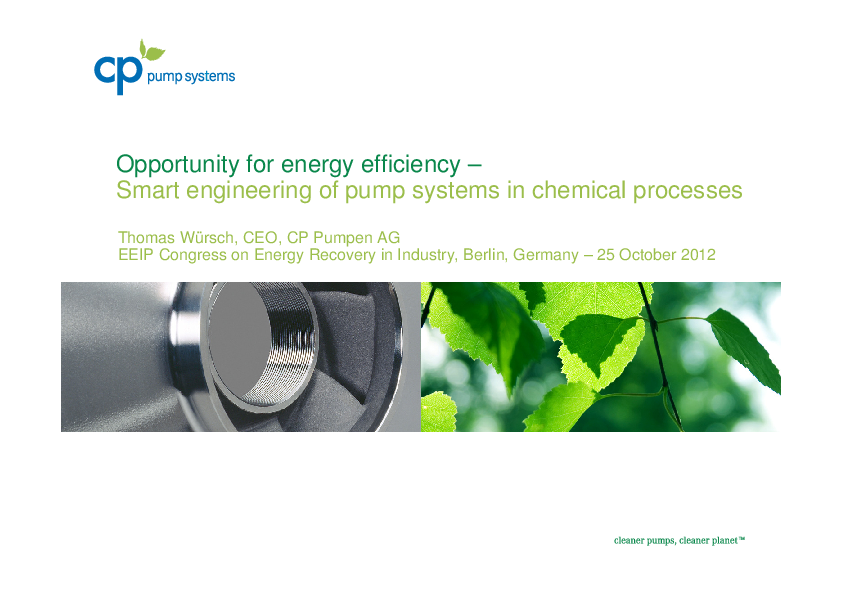 Smart Engineering of Pump Systems in chemcial processes