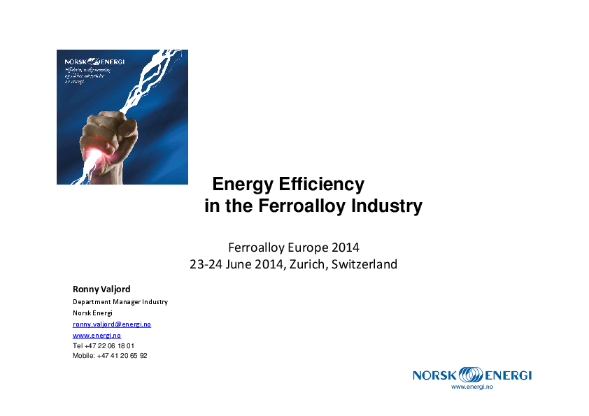 Energy Efficiency in Ferroalloy Industry