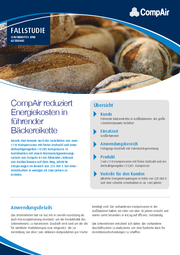 Bäckerei: Fertigungs-Druckluft mit Wärmerückgewinnung