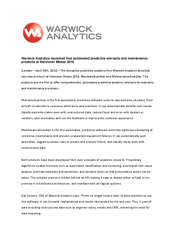 New - automated predictive maintenance using unstructured data