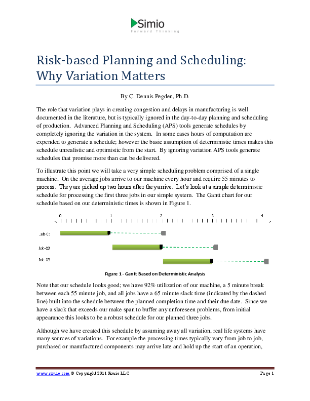 Increase machine utilization via risk-based planning and scheduling