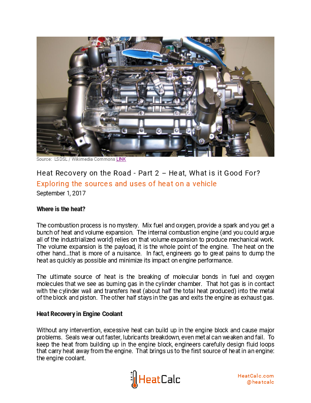 Heat Recovery on the Road - Part 2 - Heat - What is it Good For