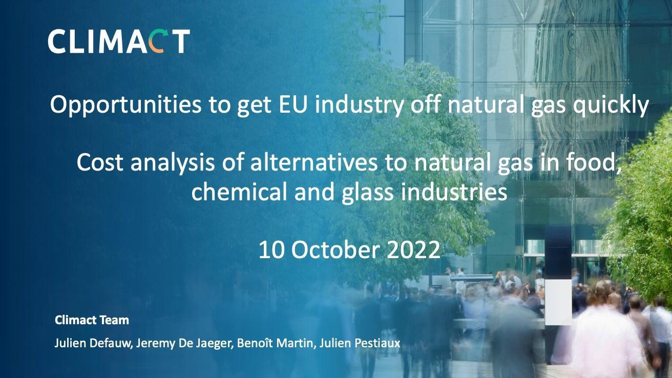 Cost analysis of alternatives to natural gas in food, chemical and glass industries