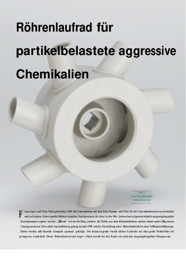 Pumpen: Röhrenlaufrad für partikelbelastete aggressive Chemikalien